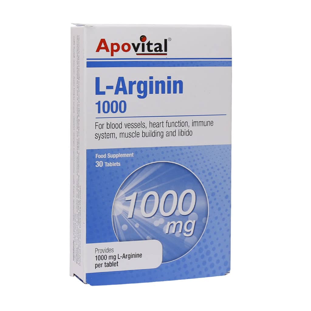 بسته قرص ال آرژنین 1000 میلی گرم آپوویتال 30 عددی