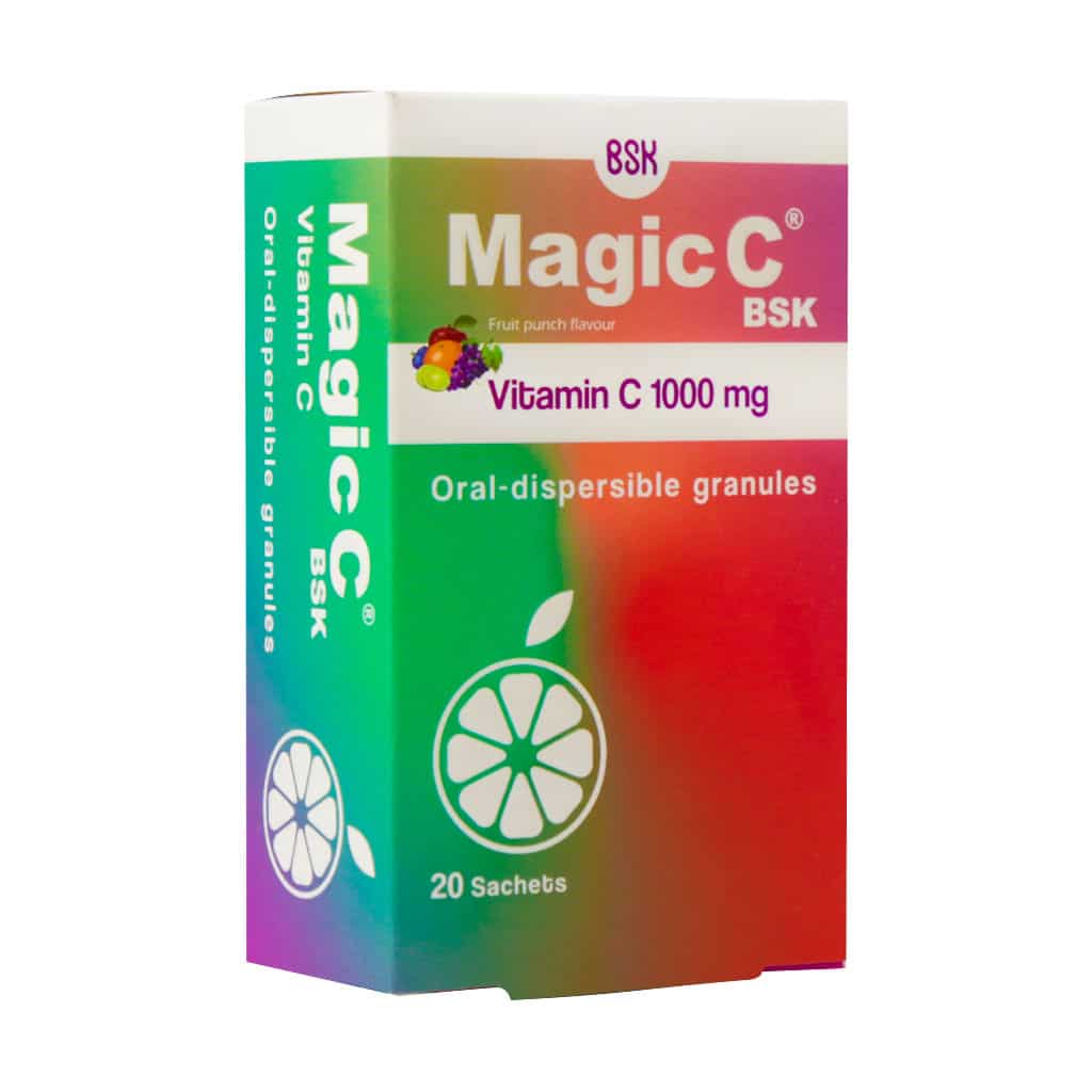 بسته ساشه مجیک ویتامین C 1000 میلی گرم بی اس کی ۲۰ عددی