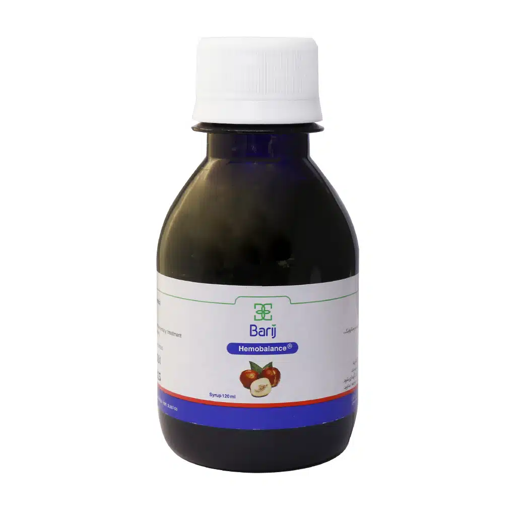 بطری شربت هموبالانس عناب باریج اسانس ۱۲۰ میلی لیتر برای پاکسازی کبد و تصفیه خون