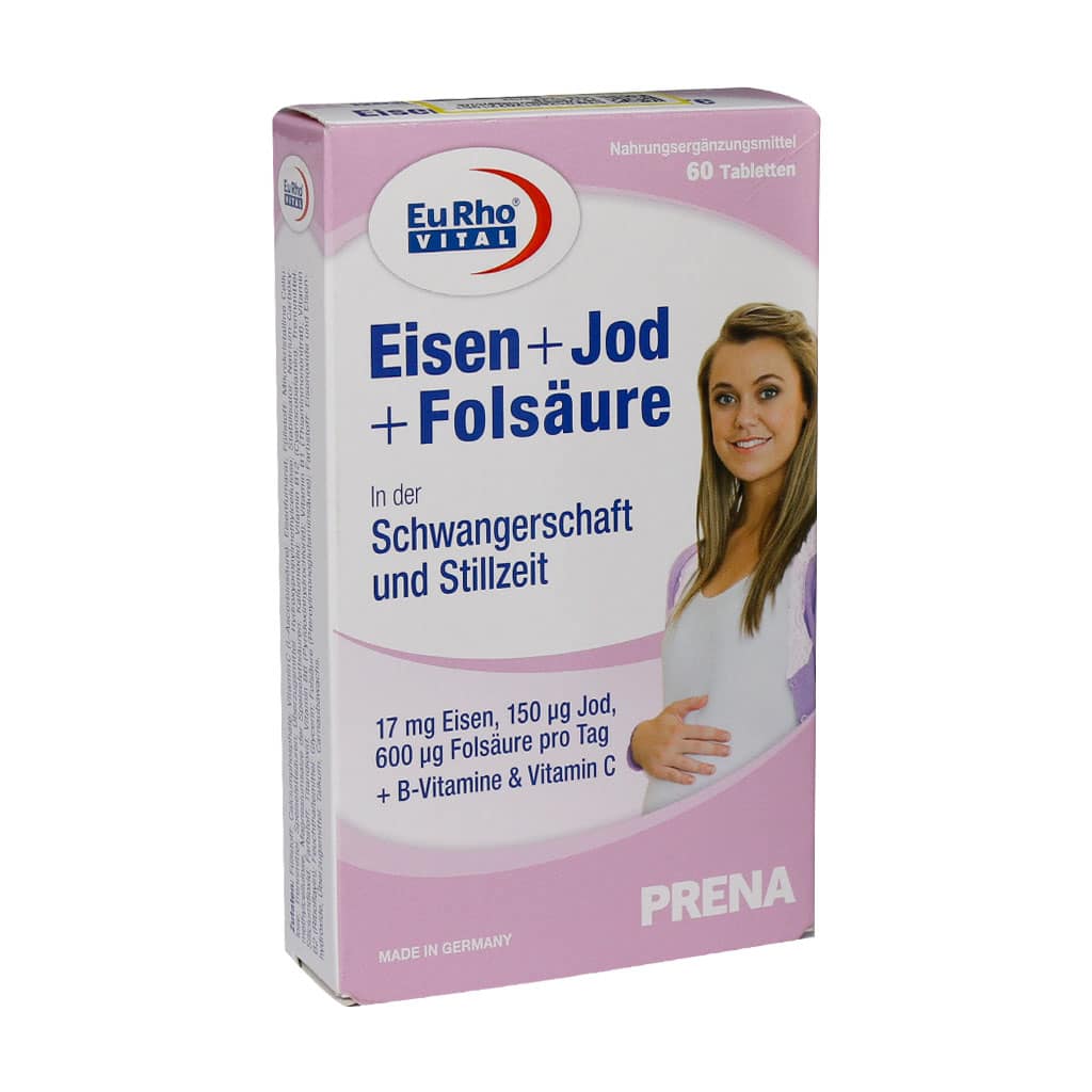 بسته قرص آیرون و ید و فولیک اسید یوروویتال ۶۰ عددی