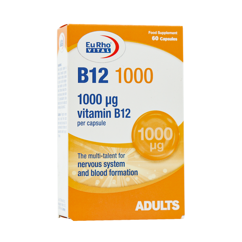 بسته کپسول ویتامین B12 یوروویتال 1000 میکروگرم 60 عددی