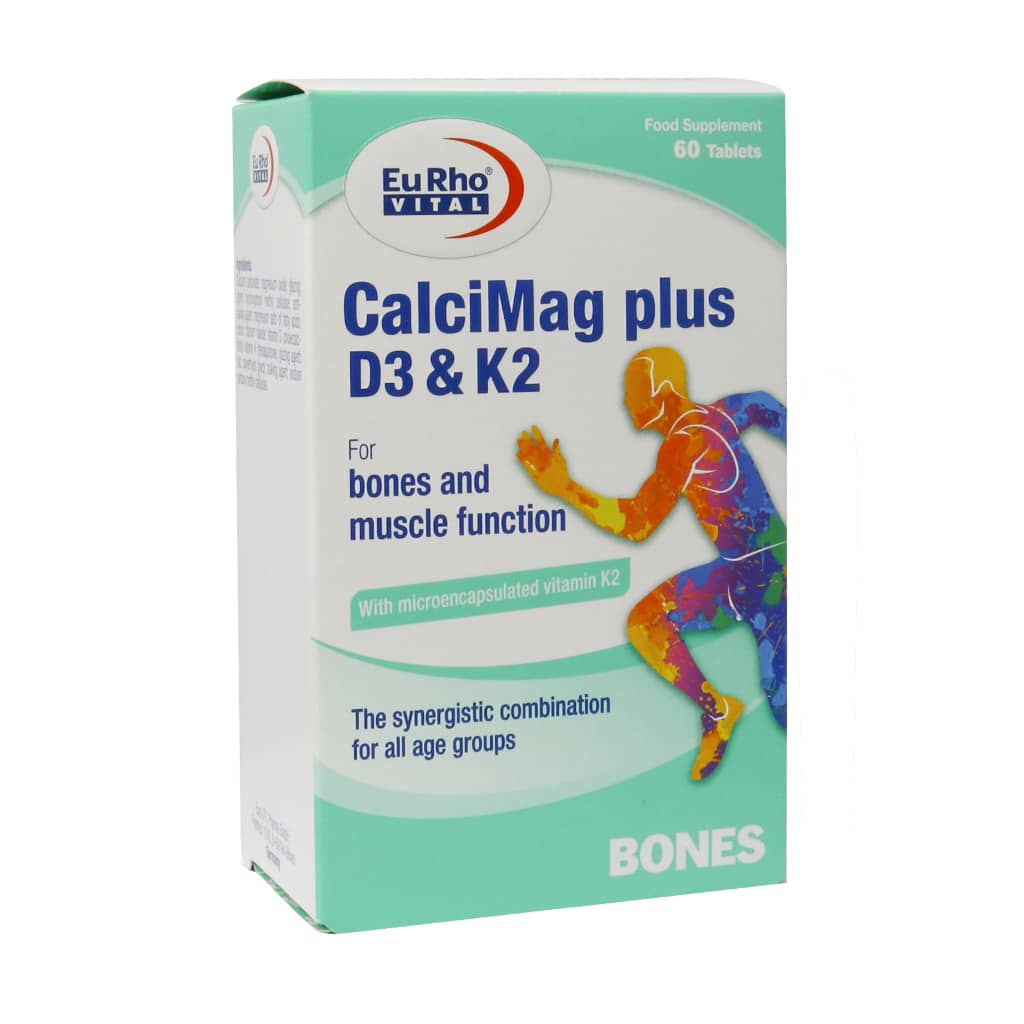 بسته قرص کلسی مگ پلاس D3 و K2 یوروویتال ۶۰ عددی