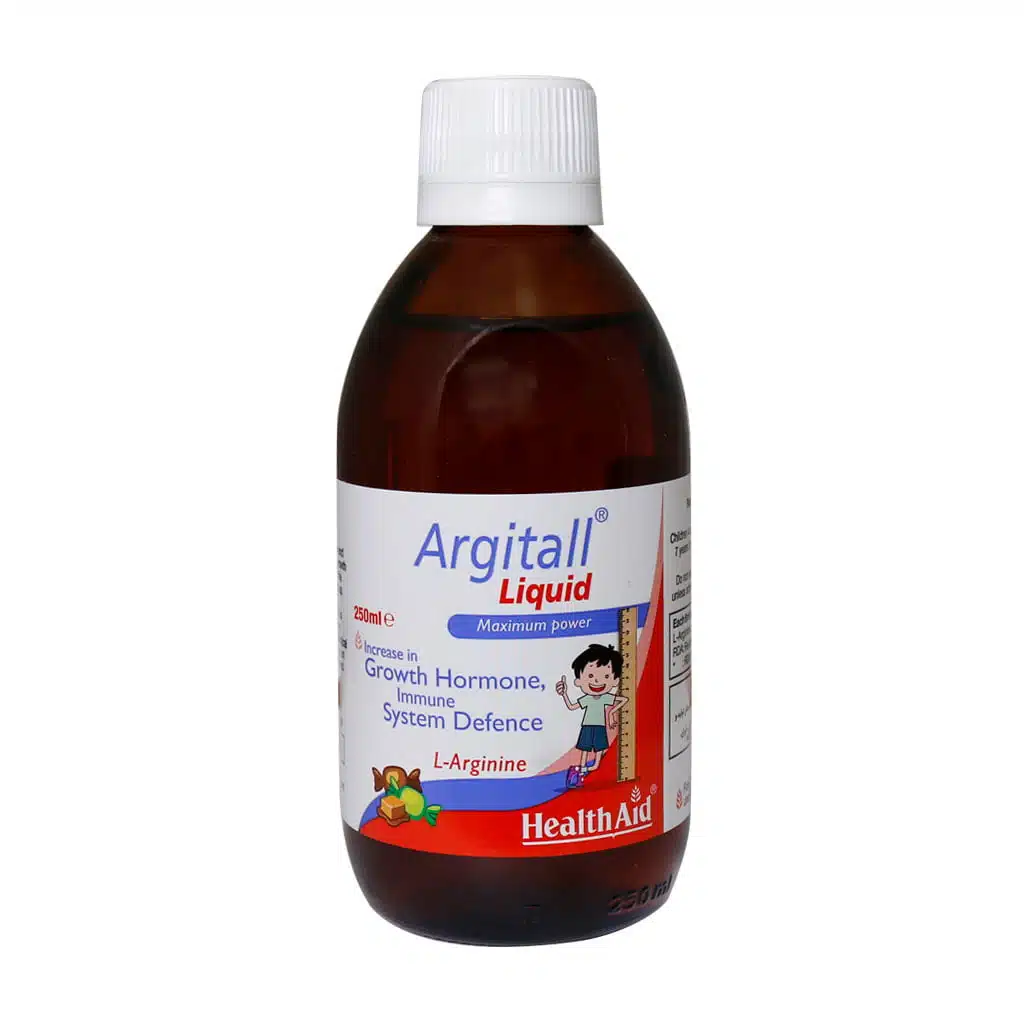 بطری شیشه ای شربت آرژیتال هلث اید ۲۵۰ میلی لیتر برای رشد قد کودکان