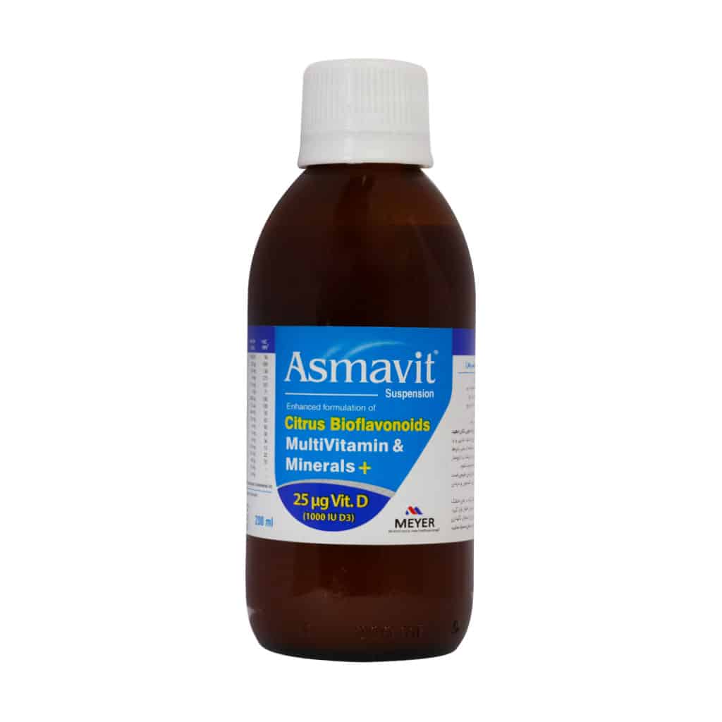 بطری شربت آسماویت ویتابیوتیکس ۲۰۰ میلی‌لیتر با جعبه مقوایی